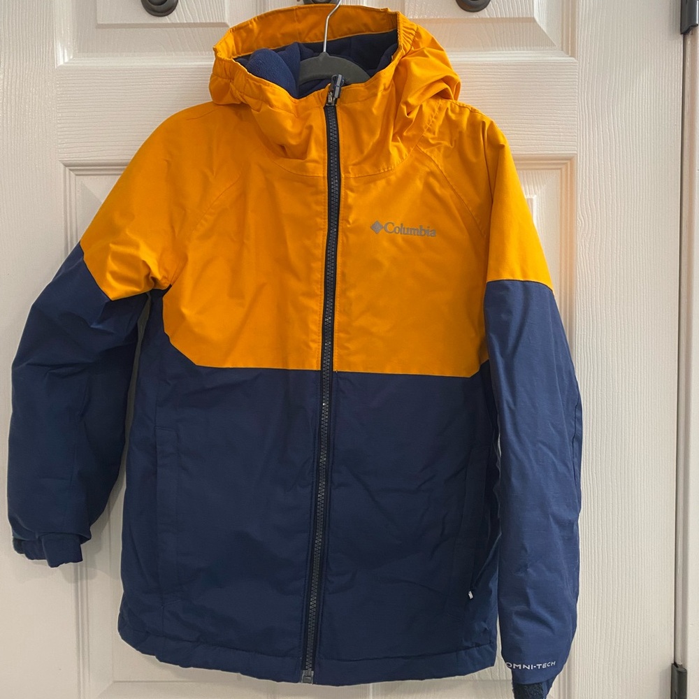 Columbia Kids Winter Puffer Jacket - Orange & Navy Small (8)